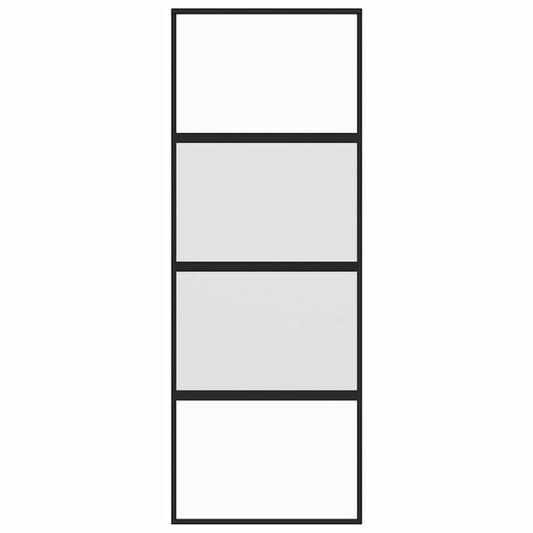 vidaXL Stumdomos durys, juodos, 76x205cm, grūdintas stiklas/aliuminis
