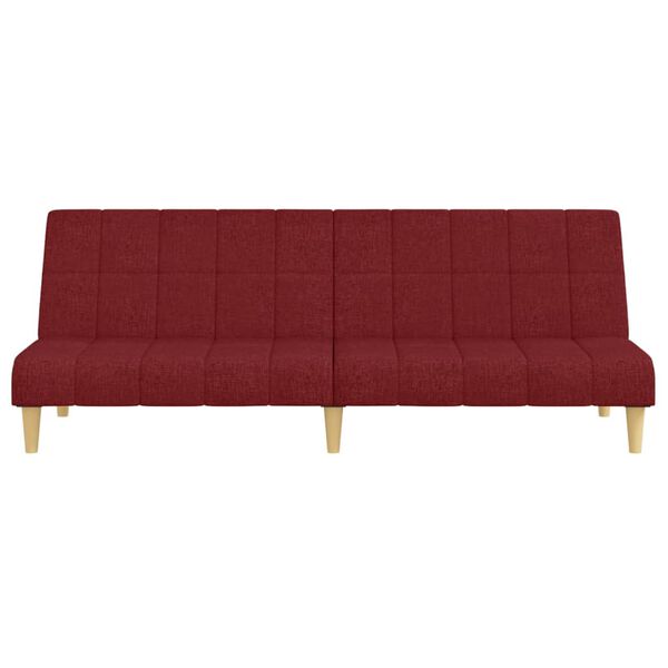 vidaXL Dvivietė sofa-lova, raudonojo vyno spalvos, audinys