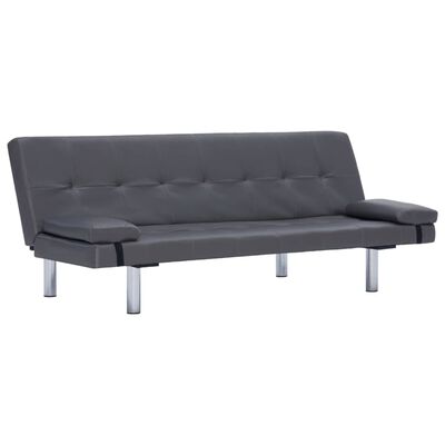 vidaXL Sofa-lova su dviem pagalvėm, pilkos sp., dirbtinė oda
