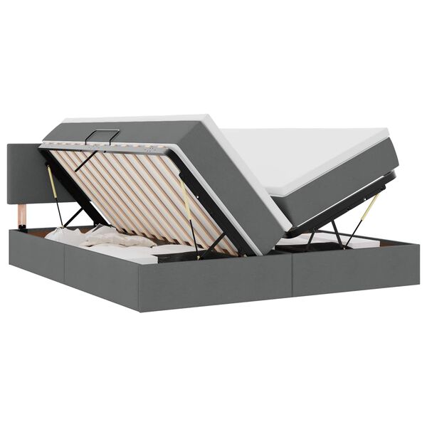 vidaXL Lova su galvūgalio Tamsiai pilka 200 x 200 cm audinys