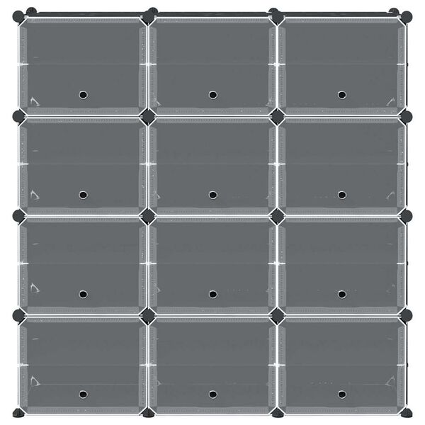 vidaXL Storage Cube Organizer su 12 kubelių ir durelėmis Black PP