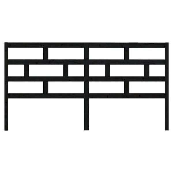 vidaXL Lovos galvūgalis, juodas, 186x4x100cm, pušies medienos masyvas