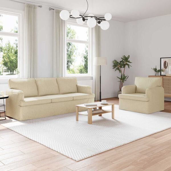 vidaXL Sofa 2 pcs Kreminė 144 x 80 x 85 cm audinys