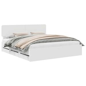 vidaXL Lovos rėmas su galvūgalio Baltas 200 x 200 cm Dirbtinė mediena