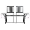 vidaXL Dvivietis sodo suoliukas, juodos spalvos, 165cm, plienas