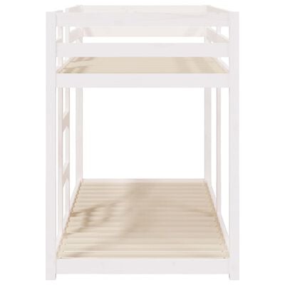 vidaXL Dviaukštė lova, balta, 75x190cm, pušies medienos masyvas