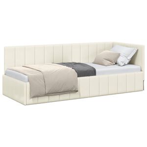 vidaXL Kampinė lovos konstrukcija Kreminė 80 cm x 200 cm Aksomas