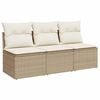 vidaXL Trivietė sodo sofa su pagalvėlėmis, smėlio spalvos, poliratanas