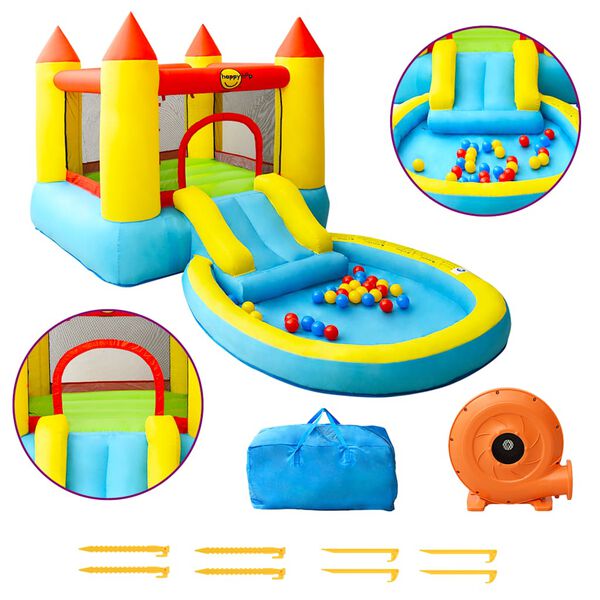 Happy Hop Pripučiamas batutas su čiuožykla, 200x365x190cm, PVC