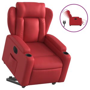 vidaXL Atsistojantis elektrinis krėslas, raudonas, dirbtinė oda