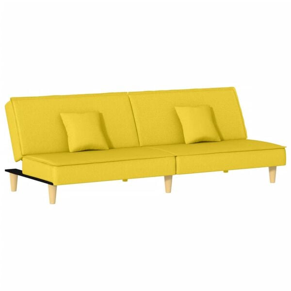 vidaXL Dvivietė sofa-lova, &scaron;viesiai geltonos spalvos, audinys