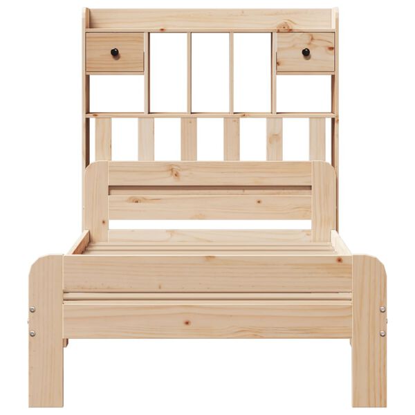 vidaXL Lova su knygų spinta be čiužinio, 75x190cm, pu&scaron;ies masyvas