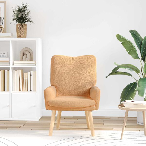 vidaXL krėslas Smėlio 63 x 67 x 94 cm Poliesteris ir fanera