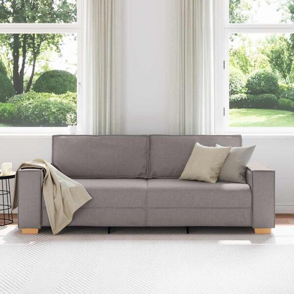 vidaXL Trivietė sofa, pilkai ruda, 180 cm, audinys