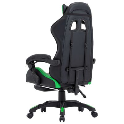 vidaXL Žaidimų kėdė su pakoja, žalia ir juoda, dirbtinė oda
