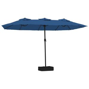 vidaXL Dvigubas sodo skėtis nuo saulės su LED, mėlynas, 449x265cm