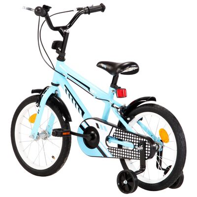 vidaXL Vaikiškas dviratis, juodos ir mėlynos spalvos, 16 colių ratai