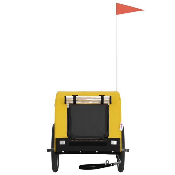 vidaXL Dviračio priekaba augintiniams, geltona/juoda, audinys/geležis