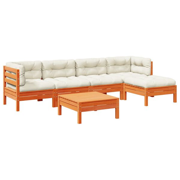 vidaXL Sodo komplektas su pagalvėlėmis, 6 dalių, va&scaron;ko rudas, pu&scaron;is