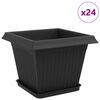 vidaXL Augalų vazonai 24 pcs Juoda 28,5 x 28,5 x 22 cm Plastmasė