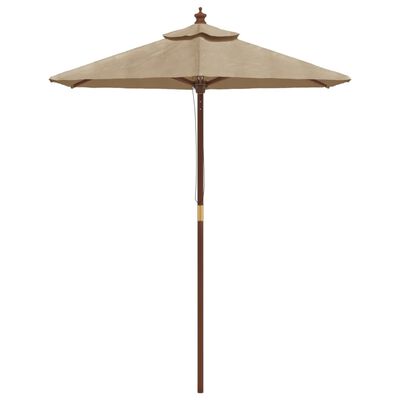 vidaXL Sodo skėtis su mediniu stulpu, taupe spalvos, 196x231cm