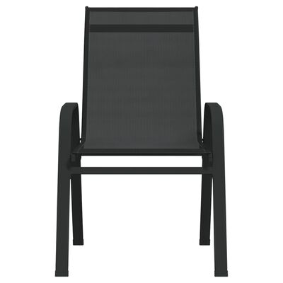 vidaXL Sudedamos sodo kėdės, 6vnt., juodos, tekstileno audinys