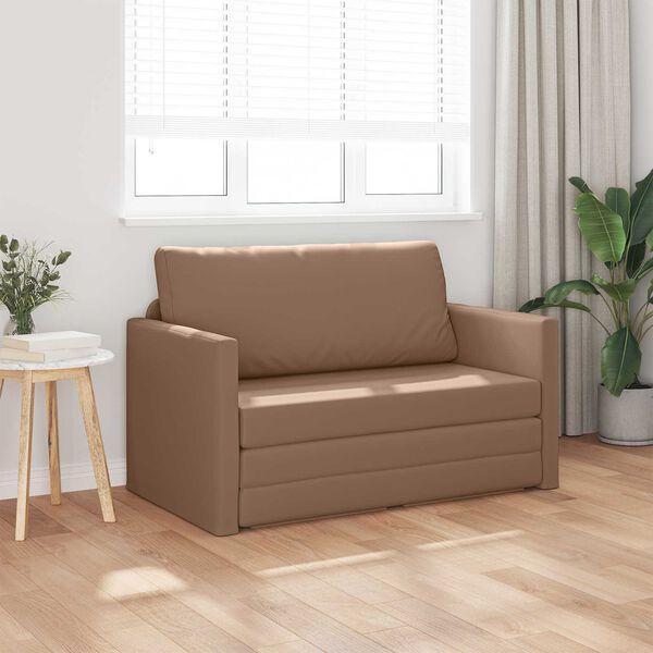 vidaXL Sofa lova 110cm Kapučino Dirbtinė Oda