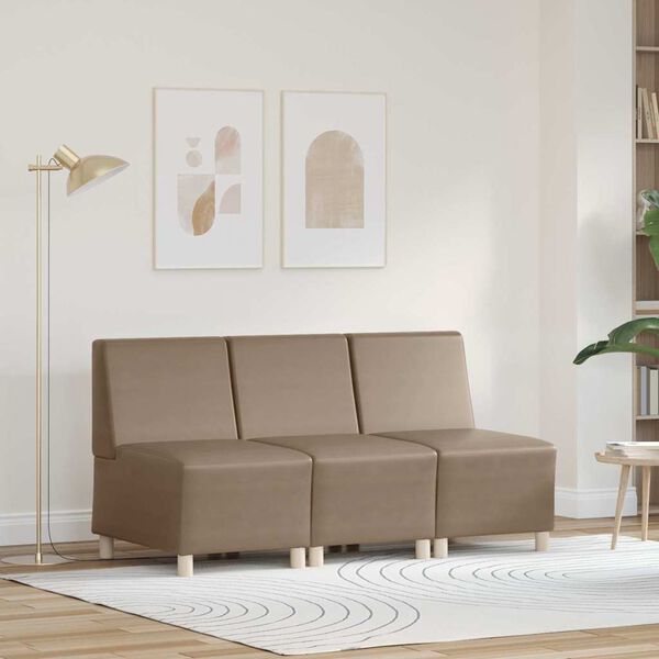 vidaXL Modulinis sofa vienetas be rankų 3 pcs Kapučino 55 x 74 x 82 cm