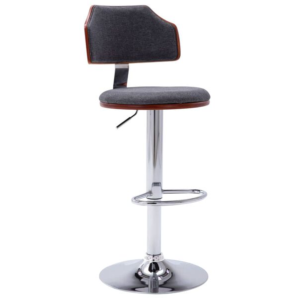 vidaXL Baro taburetės, 2vnt., pilkos, i&scaron;lenkta mediena ir audinys