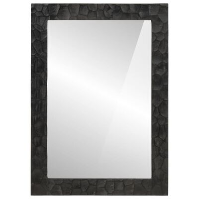 vidaXL Vonios veidrodis, juodas, 50x70x2,5cm, mango masyvas ir stiklas