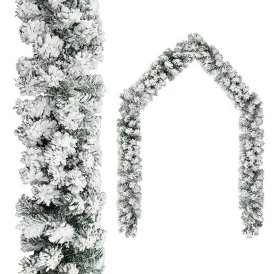 vidaXL Kalėdinė girlianda, žalios spalvos, 10m, PVC, dengta sniegu