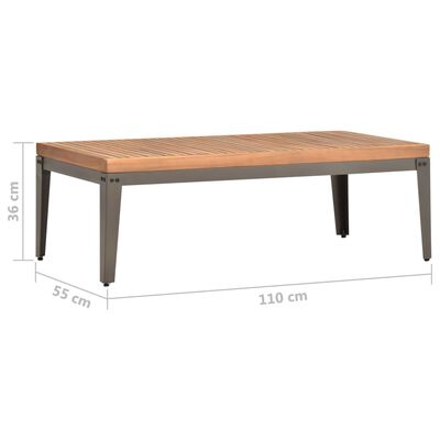 vidaXL Sodo kavos staliukas, 110x55x36cm, akacijos medienos masyvas