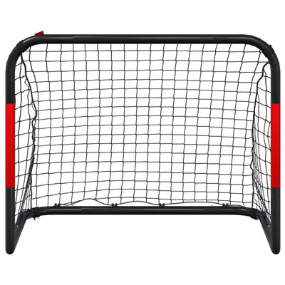 vidaXL Futbolo vartai su tinklu, raudoni ir juodi, 90x48x71cm, plienas