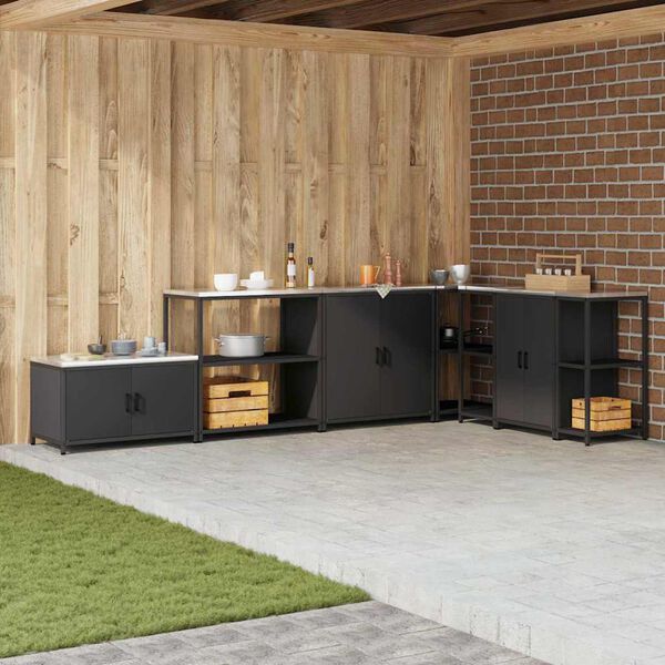 vidaXL Virtuvės saugojimas su lentyna Juoda 60 x 50 x 92 cm Plienas