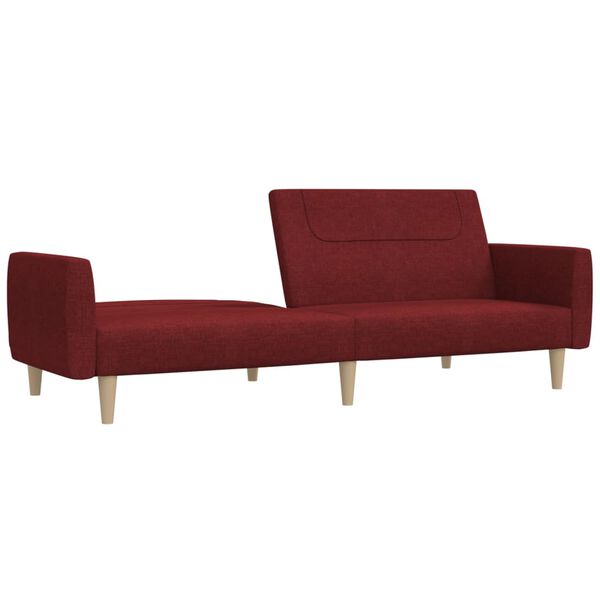 vidaXL Dvivietė sofa-lova, raudonojo vyno spalvos, audinys
