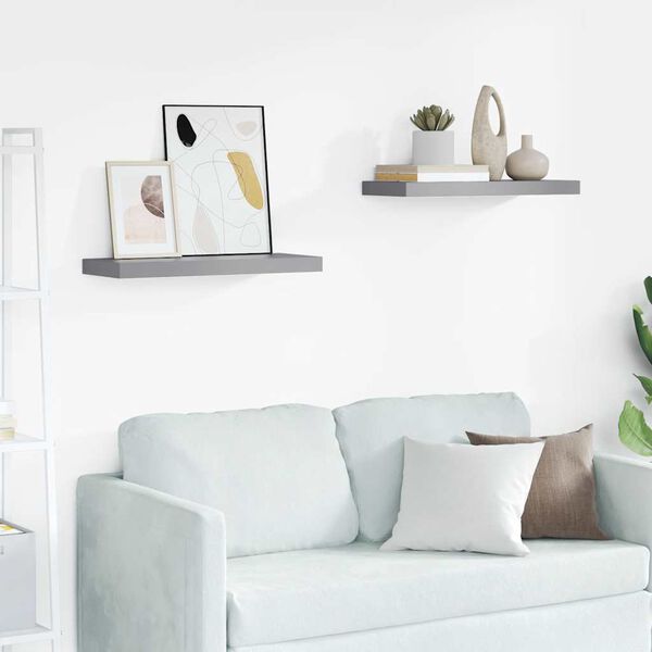 vidaXL Pakabinamos lentynos, 2vnt., pilkos, 60x23,5x3,8cm, MDF