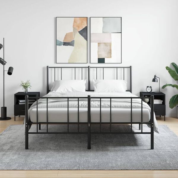 vidaXL Naktinės spintelės, 2vnt., juodos, 40x35x47,5cm, mediena