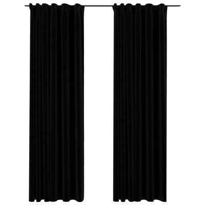 vidaXL Naktinės užuolaidos su kabliukais, 2vnt., juodos, 140x225cm