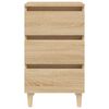 vidaXL Naktinė spintelė su medinėmis kojelėmis, ąžuolo, 40x35x69cm