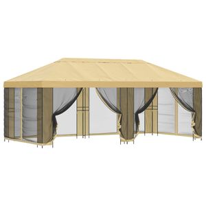 vidaXL Sodo pavėsinė su &scaron;oninėmis sienelėmis 6 x 3 m Kreminė