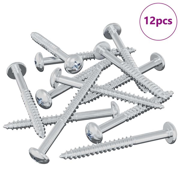 vidaXL Medinis varžtas 12 pcs Sidabro 9,8 x 53 mm Plienas