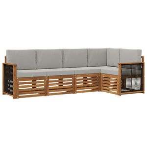vidaXL Sekcijos sofų komplektas 4 pcs Natūrali ir &scaron;viesiai pilka