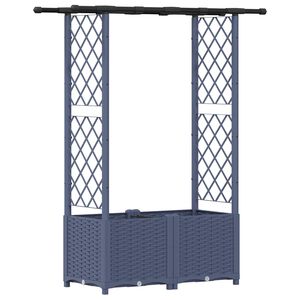 vidaXL Pakeltas lovas su trelėmis ir stogu Pilka 124,5 x 40 x 136 cm