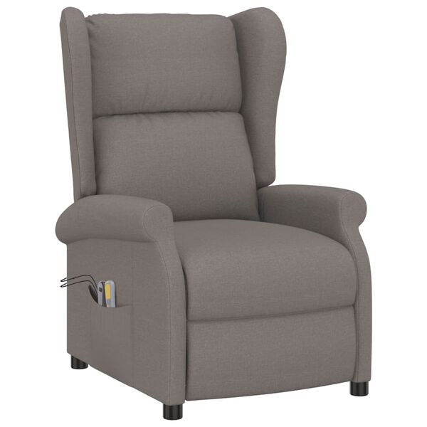 vidaXL Elektrinis atlošiamas masažinis krėslas, taupe, audinys