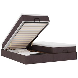 vidaXL Osmanų lovos rėmas su čiužiniais, rudas, 180x200cm, audinys