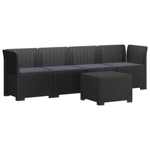 vidaXL 4 vietų sodo sofa su pagalvėmis pintinės i&scaron;vaizdos PP Antracito