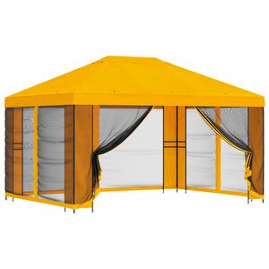 vidaXL Sodo pavėsinė su &scaron;oninėmis sienelėmis 4 &times; 3 m Geltona