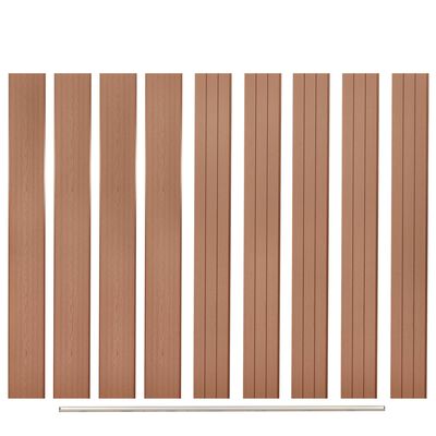 vidaXL Atsarginės tvoros lentos, 9vnt., rudos, 170cm, WPC
