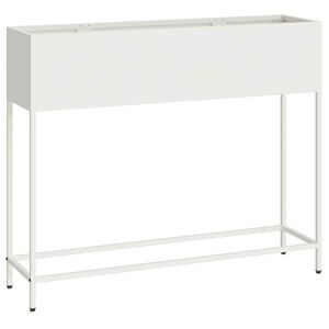 vidaXL Pakeltas Sodo Vazonas Balta 100 x 26 x 82 cm Plienas