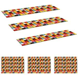 vidaXL Laiptų kilimėliai 15 vnt. 76 x 20 cm Spalvingas blokų ra&scaron;tas